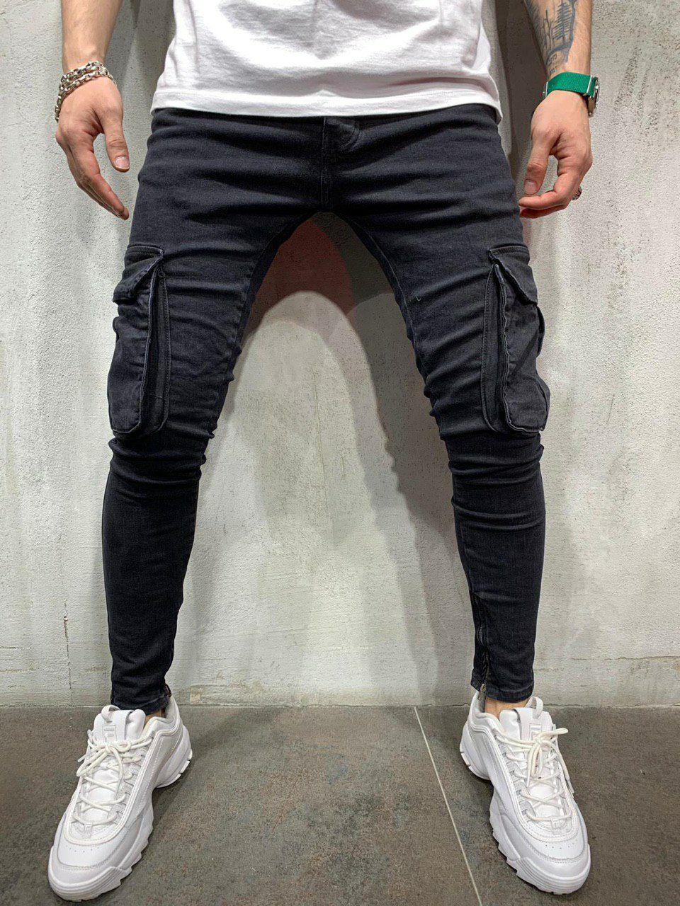 Мужские джинсы карго черные / ТОП КАЧЕСТВО / зауженные джинсы мужские ...