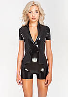 Сексуальний латексний короткий комбінезон з блискавкою спереду Sexy Short Catsuit Front Zip