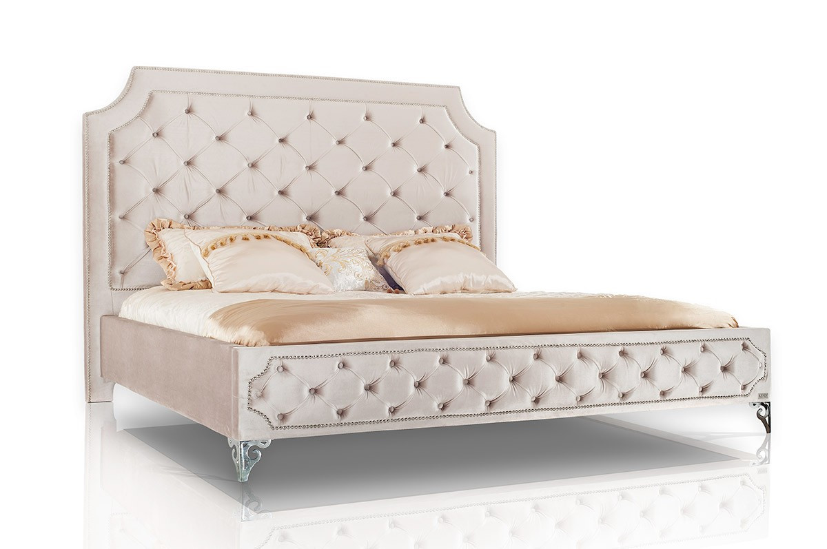 Двоспальне ліжко "Elegant" 160*200 з м'яким узголів'ям і гвоздиками