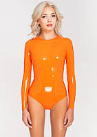Відрядний купальник стринг з латексу з чашками і рукавами Latex Swimsuit With Cups