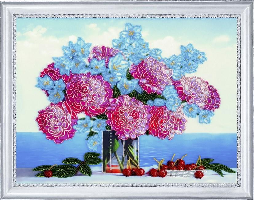 Набір для вишивання бісером Півонії та дзвіночки
