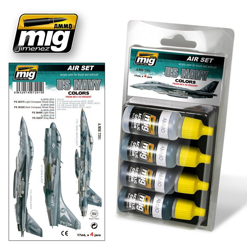 Набір фарб US Navy Colors from 80's to present. AMMO MIG A. MIG-7201