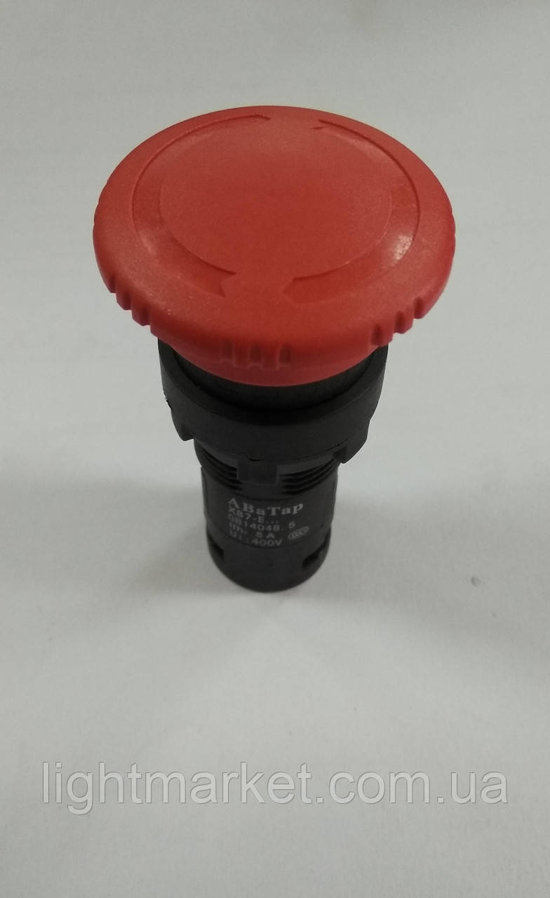 Кнопка-грибок без корпусу врізна червона d22 з фіксацією GAV 217, фото 1