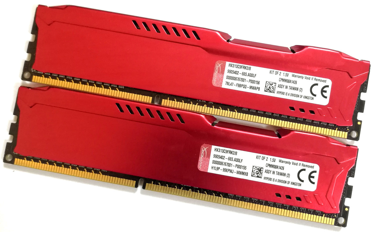 Комплект оперативной памяти HyperX Fury DDR3 8Gb KIT of 2 1333MHz PC3 10600U CL9 (HX313C9FRK2/8) Б/У