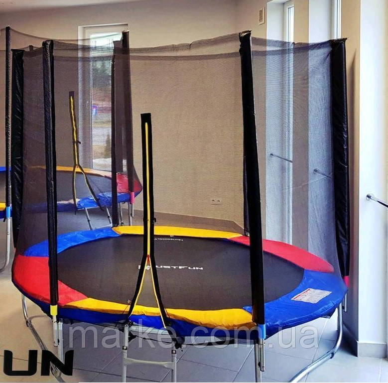 Батут JUST FUN MULTICOLOR 374см (12ft) діаметр зовнішньої сіткою спортивний для дітей і дорослих