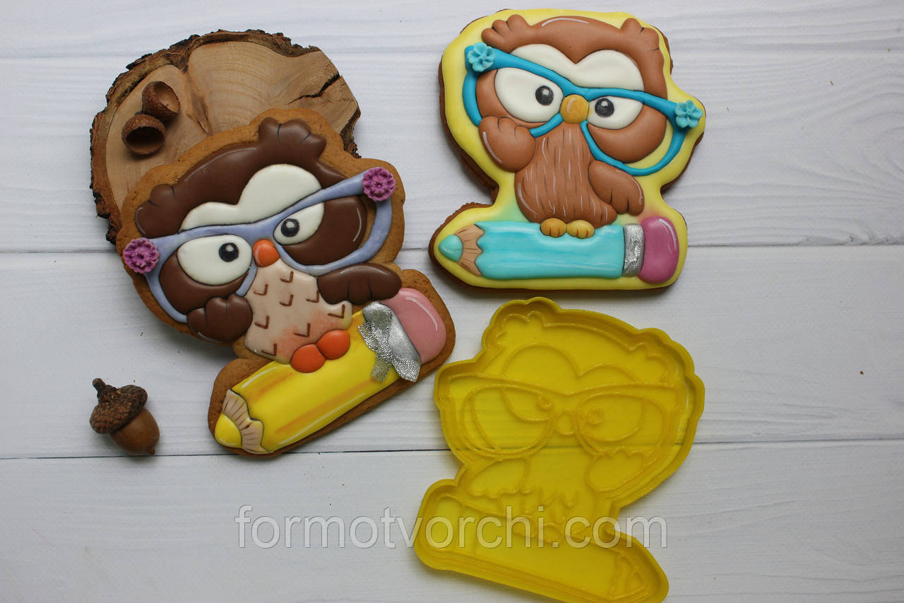 3D-формочки-вирубки для пряників "Сова на олівці"