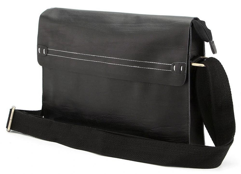 Чоловіча шкіряна сумка горизонтальна формату А4 662-111 Dovhani Чорна