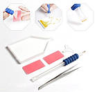 Алмазна вишивка човника на озері 40х30 см, повна викладка, квадратні стрази, фото 2