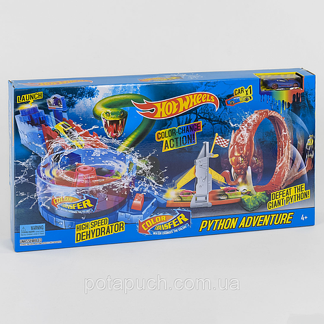 Ігровий набір Hot Wheels "Пригоди Пітона"/ Трек-запуск "Hot Wheels" 5787/машинка змінює колір, фото 1