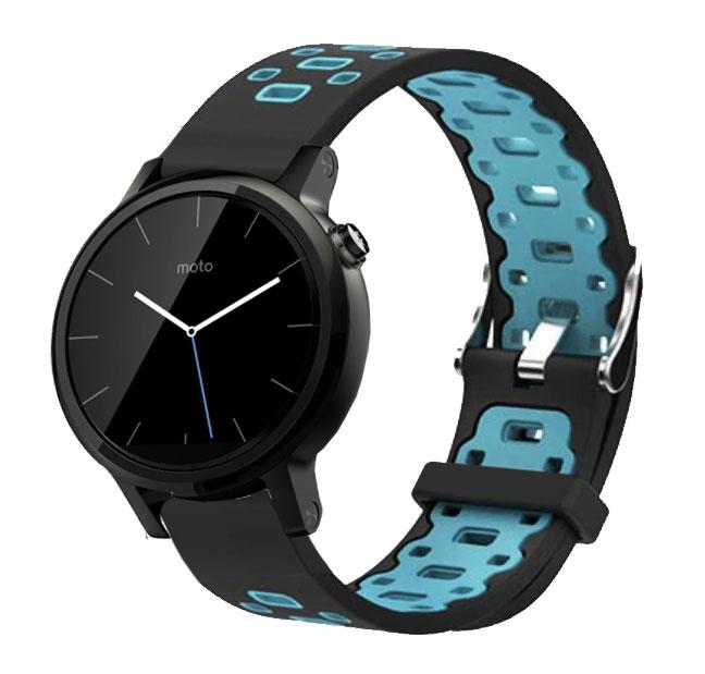 Спортивний ремінець Primo Perfor Classic для годинника Motorola Moto 360 2nd gen (42 mm ) - Black&Blue, фото 1