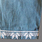 Вишиванка для хлопчика з білою вишивкою Козак, джинсова, ромб, довгий рукав, 4(104), фото 3