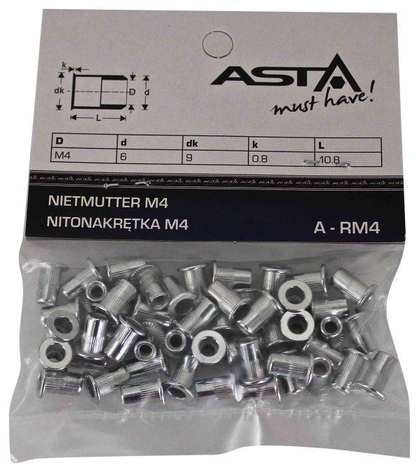 Заклепки різьбові М4, 50шт (AL) ASTA A-RM4