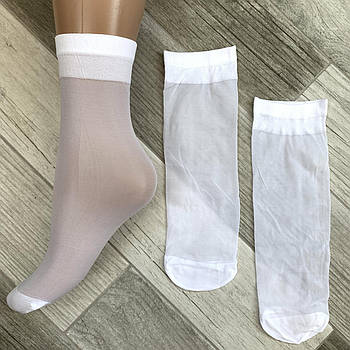Шкарпетки білі капронові з лайкрою Мері, 20 Den, Україна, 23-27 розмір, 02746