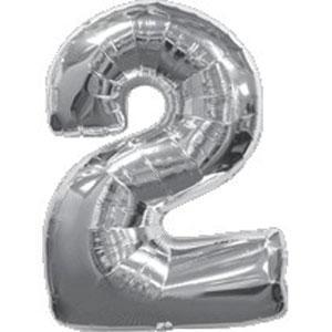 Куля цифра "2" Колір: Срібло. Розмір: 40"(100 см). Материал: Фольга.