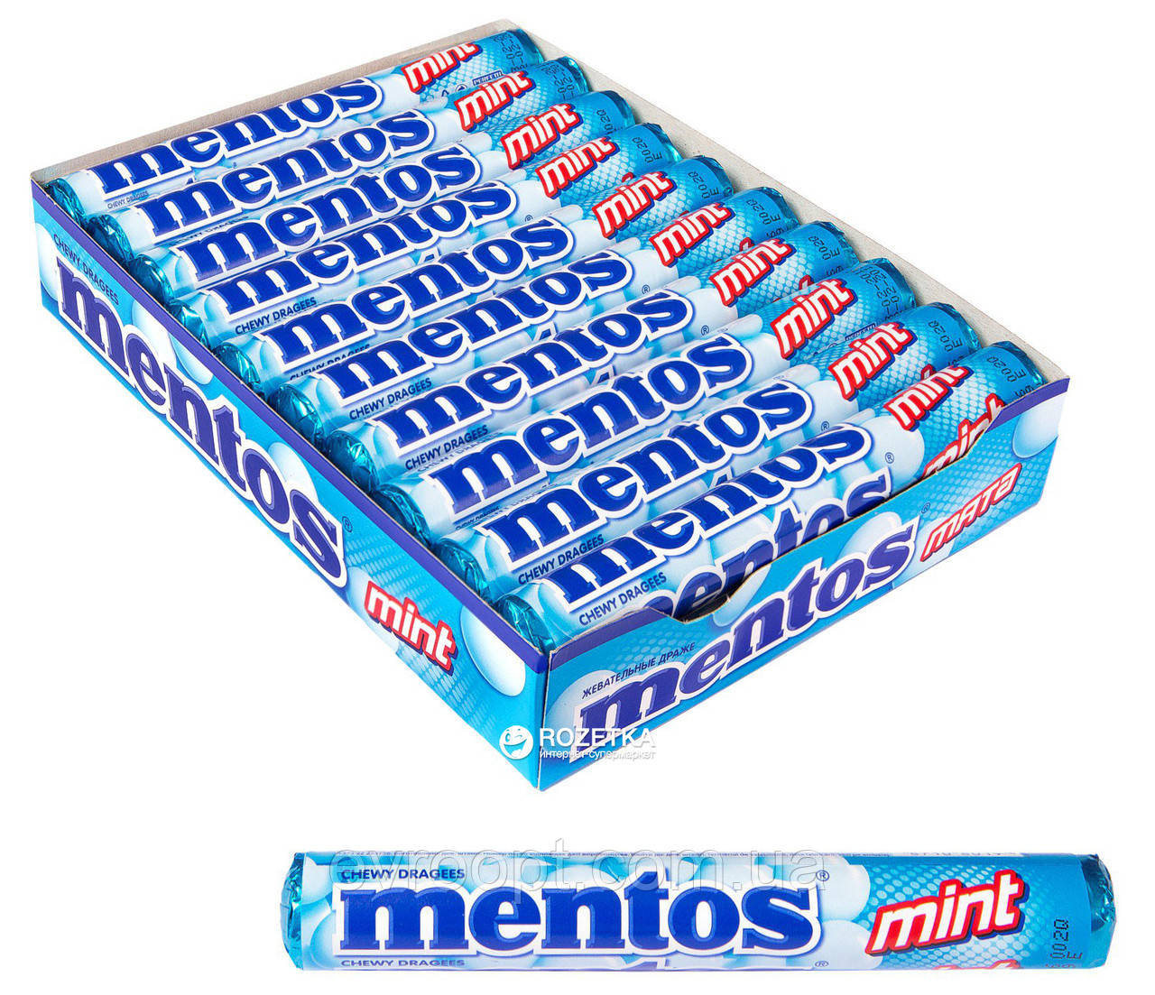 Жувальні цукерки зі смаком м'яти Mentos mint 37,5 г, фото 1