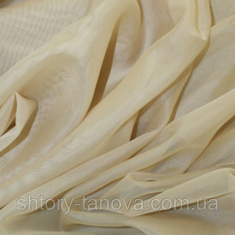 Тюль вуаль однот.беж утяж, фото 1