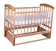 Дитяче ліжечко "Наталка" на  маятнику світле з відкидною боковинкою