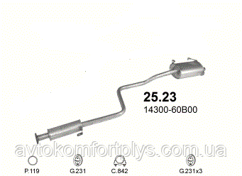 Глушник і резонатор Suzuki Swift хэтчбек трьохдверний 1.3 1989 - 2005 рр