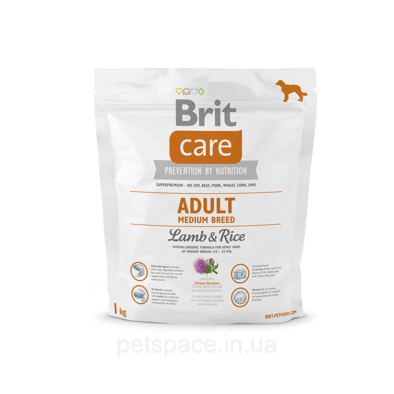 Корм Brit Care Adult Medium Breed Lamb (Бріт Кеа для середніх порід собак з ягням та рисом) 1 кг.