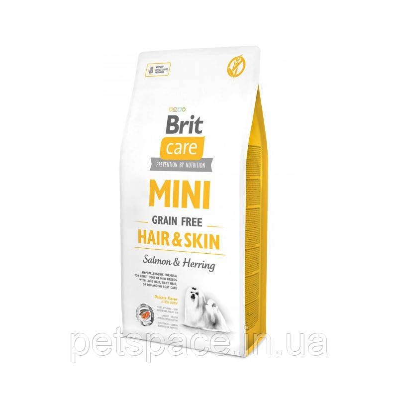 Корм Brit Care Mini Hair&Skin (Бріт Кеа для собак дрібних порід здорова шкіра і шерсть) 400г.