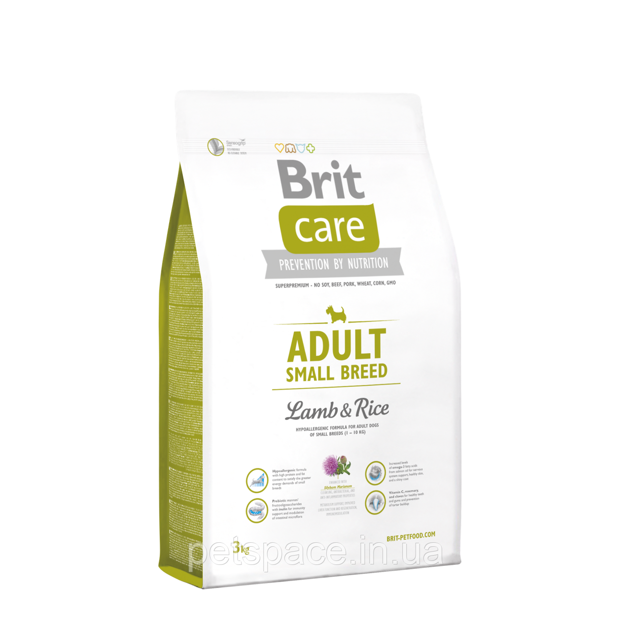 Корм Brit Care Adult Small Breed Lamb (Бріт Кеа для собак дрібних порід з ягням та рисом) 3кг.