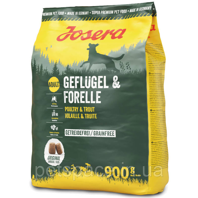 Корм Josera Geflugel&Forelle (Йозера для дорослих собак з куркой і форелью) 900г.