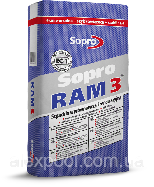 Sopro RAM 3 - Шпаклівка для вирівнювання та відновлювальних робіт 25кг