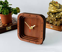 Годинник дерев'яний Годинник без циферблата Квадратний годинник Годинник кольору яблуня Годинник 15 см Годинник без стрілок