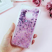 Чохол Glitter для Huawei P Smart 2018 / FIG-LX1 / FIG-LA1 Бампер Рідкий блиск серце Рожевий