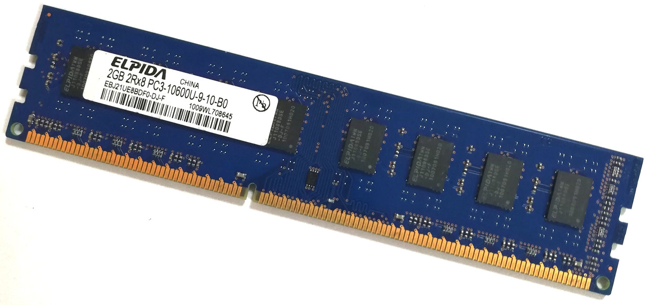 Оперативна пам'ять Elpida DDR3 2Gb 1333MHz PC3-10600U 2R8 CL9 (EBJ21UE8BDF0-DJ-F) Б/В