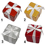 Ялинкова іграшка Подарунок з бантом білим, 10 см, сріблястий, пластик (110230-1), фото 2