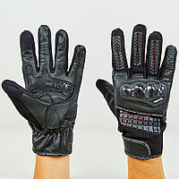 Мотоперчатки кожаные с закрытыми пальцами и протектором NERVE (р-р M-XL, черный)