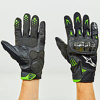 Мотоперчатки текстильные с закрытыми пальцами и протектором FOX (р-р L-XL, черный-салатовый)