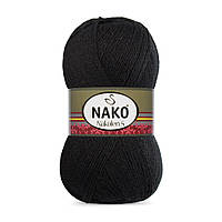 Пряжа Nako Nakolen 5 217 черный (нитки для вязания Нако Наколен 5) 49% шерсть - 51% премиум акрил