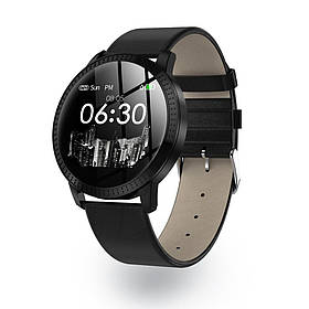 Розумний смарт-годинник Lemfo CF18 leather з вимірюванням тиску (Чорний)