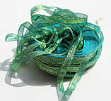 Лента люрекс(парча). Колір бірюзовий. Ширина — 0,7 см, довжина 23 м. нетоварний вигляд, фото 2