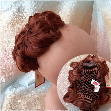 Шиньон-накладка короткий на гребешках медный 703- 130