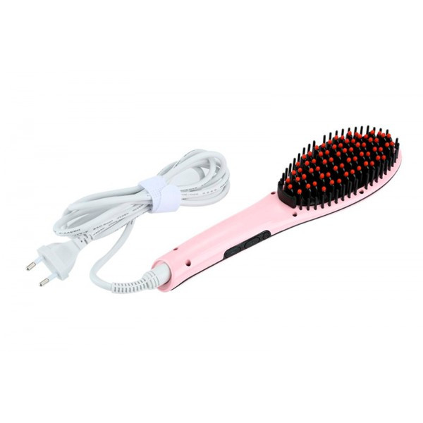 Електрична гребінець-випрямляч FAST HAIR STRAIGHTENER HQT-906 з LED дисплеєм Рожева