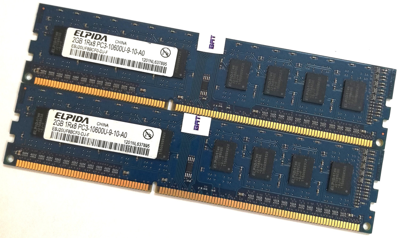 Оперативна пам'ять Elpida DDR3 4Gb (2Gb+2Gb) 1333MHz PC3-10600U CL9 1R8 (EBJ20UF8BCF0-DJ-F) Б/В