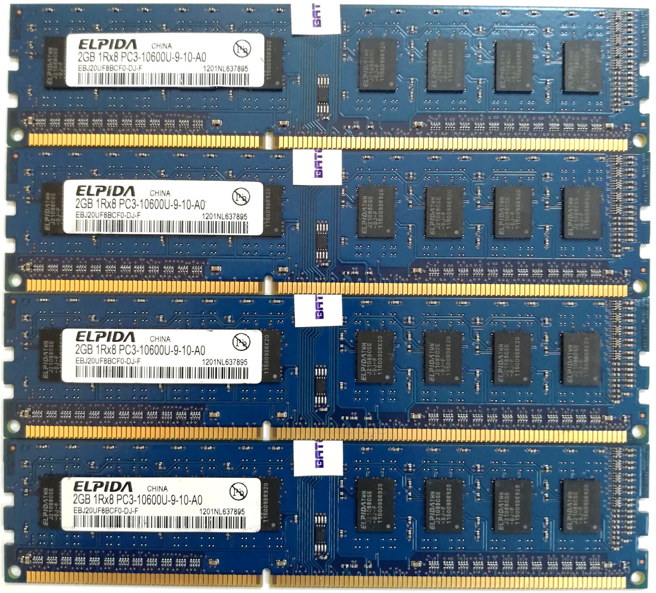 Оперативна пам'ять Elpida DDR3 8Gb (4*2Gb) 1333MHz PC3-10600U CL9 1R8 (EBJ20UF8BCF0-DJ-F) Б/У