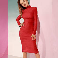 Стильное платье из замша под горло