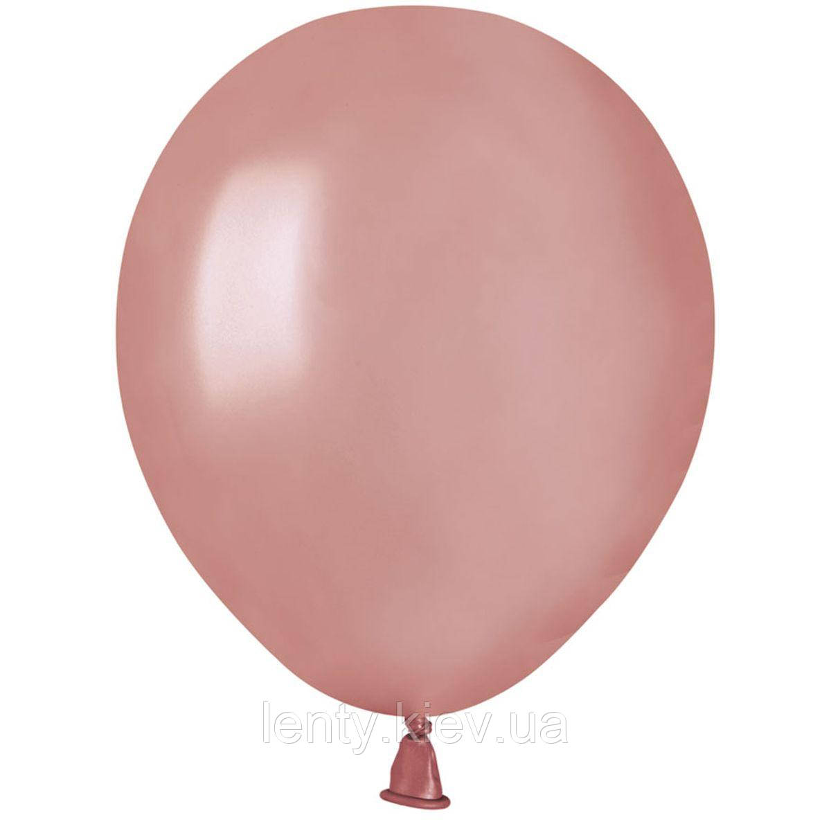 Повітряні кульки 11"-12" (28-30 см) (Поштучно). без малюнків (куля/кульки)- Рожеве Золото (металік)