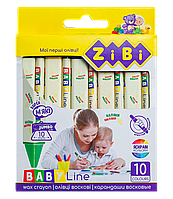 Карандаши восковые JUMBO, 10 цветов, треугольные, BABY Line