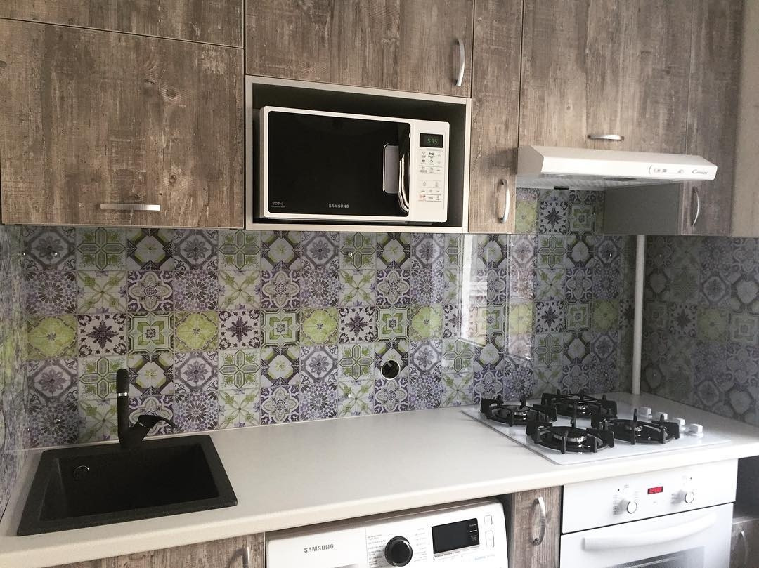 Панель під плитку для кухні зі скла Печворк, фото 1