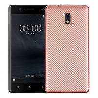 Чохол Lenuo Carbon для Nokia 3 Rose Gold