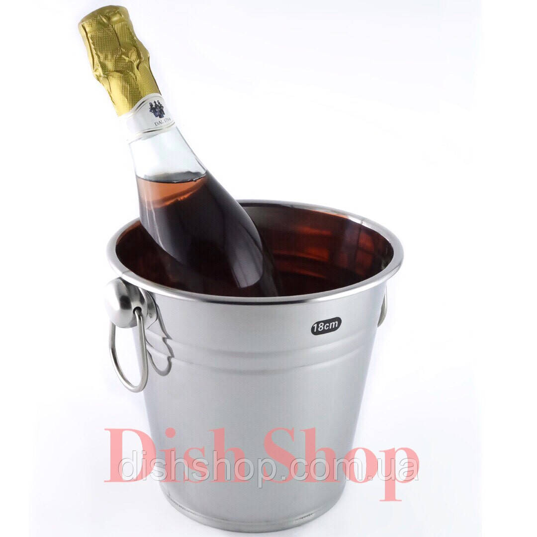 Відро для льоду та охолодження напоїв із неіржавкої сталі 16 см, фото 1