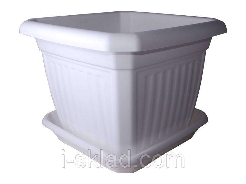 Горщик для квітів IL-PE Квадратний 40/35 см з підставкою  Теракотовий