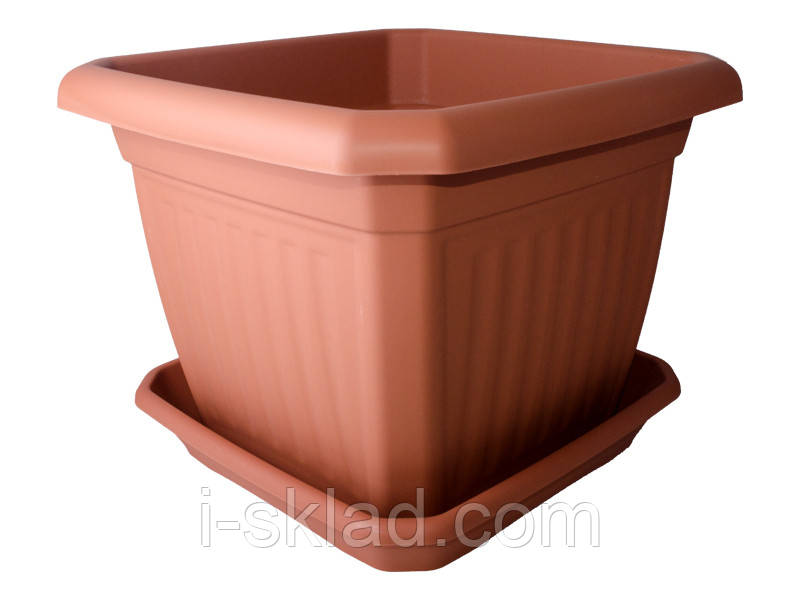 Горщик для квітів IL-PE Квадратний 50/44 см з підставкою  Белый