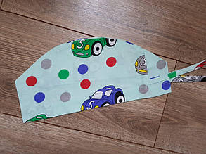 Медична шапочка з принтом " Машинки і горох "