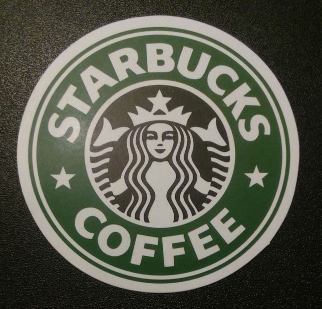 Стикер етикетка-наклейка самоклейка Starbucks Coffee 1 (6,5см)